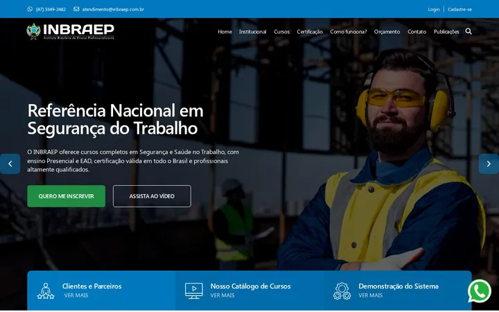 The Inbraep home page: “Referência Nacional em Segurança do Trabalho”
